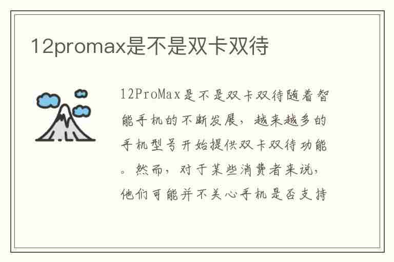 12promax是不是双卡双待